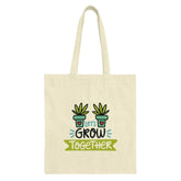 Let's Grow Together Tote Bag, Plant Lover Gift, Cute Gardening Bag, Motivational Tote, Positive Vibes Tote, Everyday Carry Bag - Tawshia